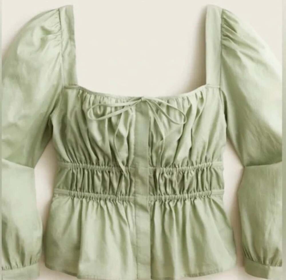 J.Crew Green Cinched-Waist Top